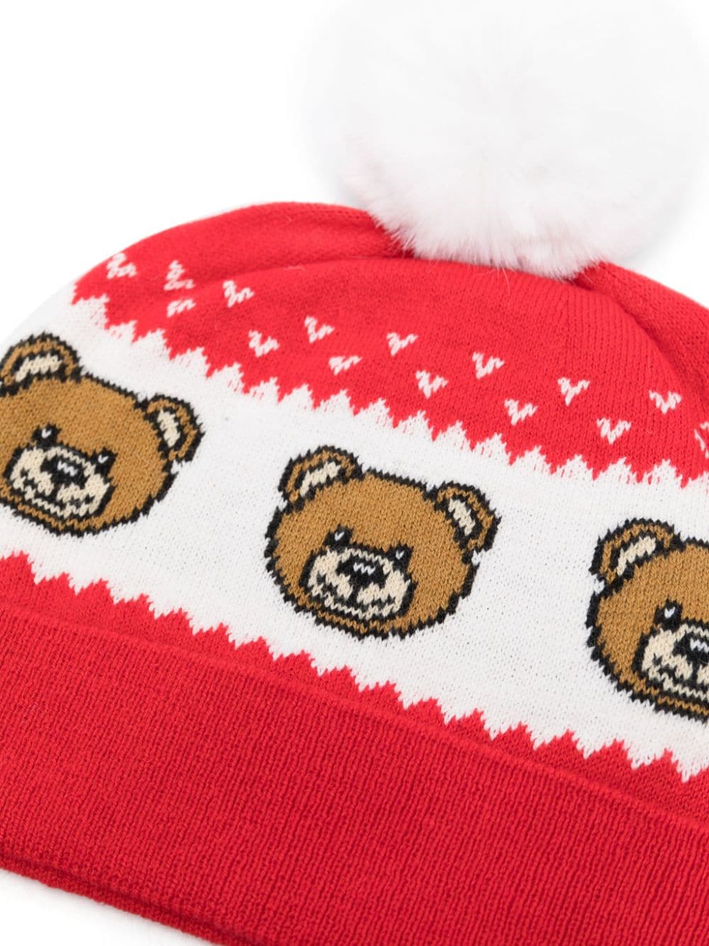 Berretto in maglia con intarsio Teddy Bear - Rubino Kids
