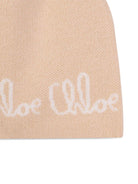 Berretto per bambina Chloé Kids beige con logo ricamato - Rubino Kids