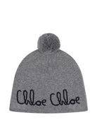 Berretto per bambina Chloé Kids grigio con ricamo con logo - Rubino Kids