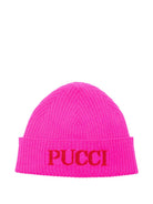Berretto per bambina Emilio Pucci Junior fucsia con logo - Rubino Kids