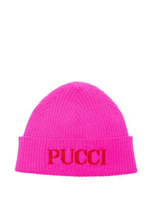 Berretto per bambina Emilio Pucci Junior fucsia con logo