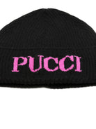 Berretto per bambina Emilio Pucci Junior nero con logo - Rubino Kids