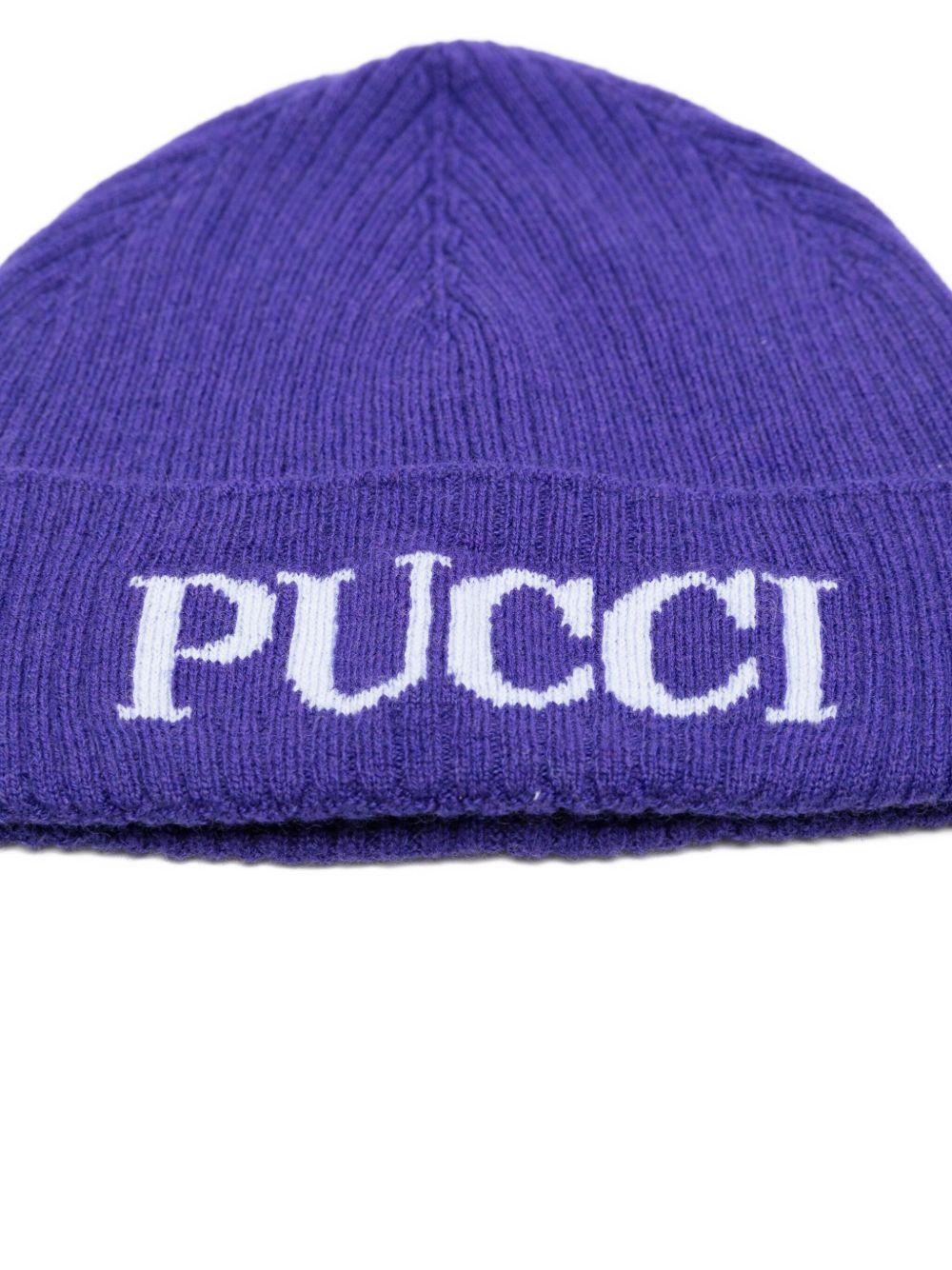 Berretto per bambina Emilio Pucci Junior viola con logo - Rubino Kids