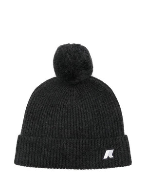 Berretto per bambina K-Way Kids nero con pompon a coste