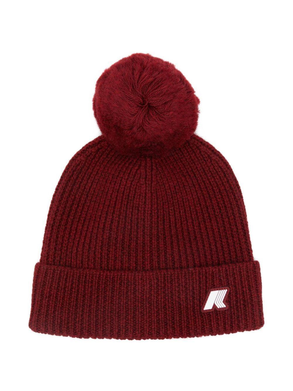 Berretto per bambina K - Way Kids rosso con pompon a coste - Rubino Kids