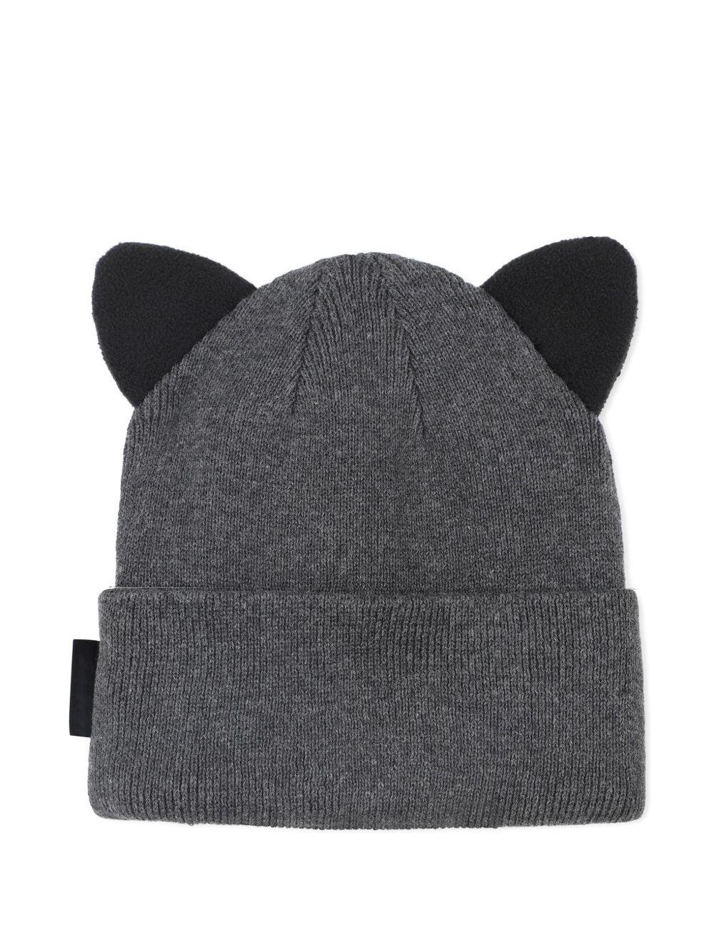 Berretto per bambina Karl Lagerfeld Kids grigio con orecchie da gatto con paillettes - Rubino Kids