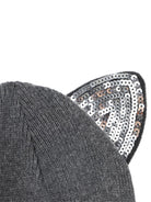 Berretto per bambina Karl Lagerfeld Kids grigio con orecchie da gatto con paillettes - Rubino Kids