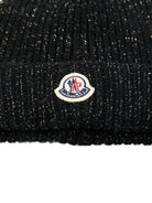 Berretto per bambina Moncler Enfant nero con applicazione con logo - Rubino Kids