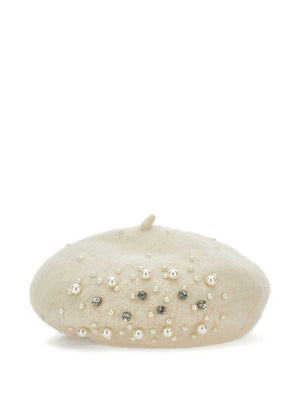 Monnalisa white hat for girls with crystal decoration