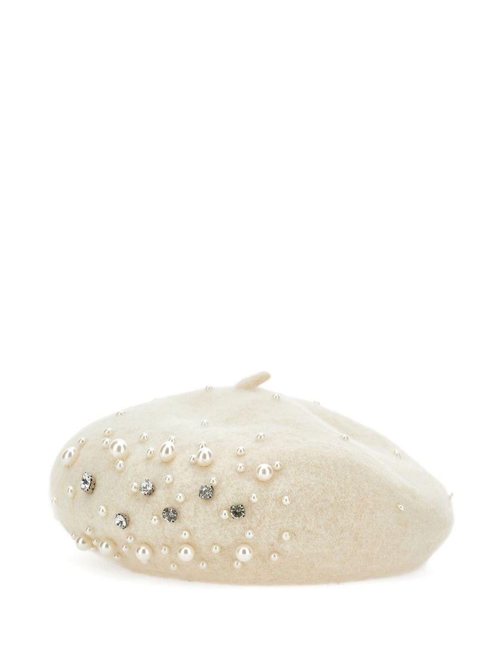 Berretto per bambina Monnalisa bianco con decorazione con cristalli - Rubino Kids