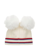 Berretto per bambina Monnalisa bianco con pompon in pelliccia - Rubino Kids
