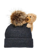 Berretto per bambina Monnalisa grigio con applicazione Teddy Bear - Rubino Kids