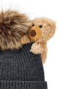 Berretto per bambina Monnalisa grigio con applicazione Teddy Bear - Rubino Kids