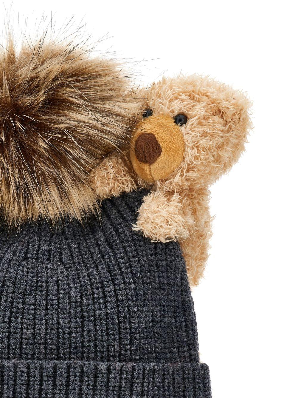 Berretto per bambina Monnalisa grigio con applicazione Teddy Bear - Rubino Kids