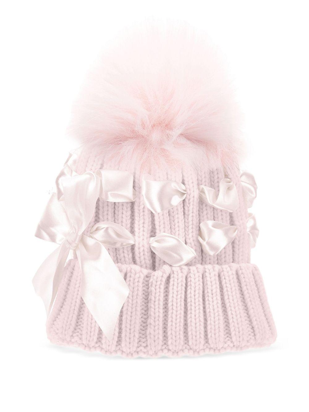 Berretto per bambina Monnalisa rosa con pompon - Rubino Kids