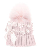 Berretto per bambina Monnalisa rosa con pompon - Rubino Kids