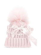 Berretto per bambina Monnalisa rosa con pompon - Rubino Kids