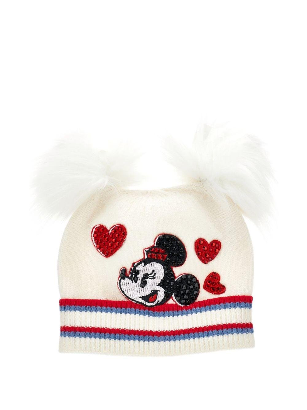 Berretto per bambina Monnalisa x Disney bianco con stampa Minnie Mouse - Rubino Kids