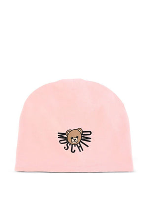 Berretto per bambina Moschino Kids rosa con motivo Teddy Bear