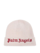 Berretto per bambina Palm Angels Kids rosa a coste con logo ricamato - Rubino Kids