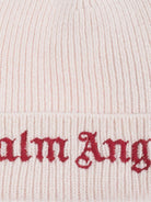 Berretto per bambina Palm Angels Kids rosa a coste con logo ricamato - Rubino Kids