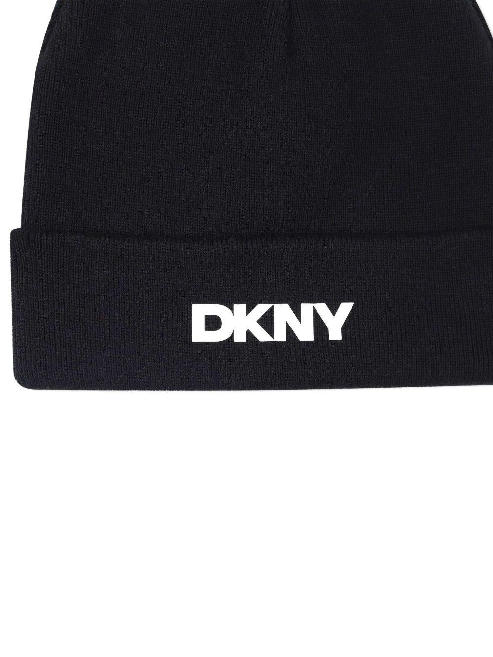Berretto per bambini DKNY Kids nero con applicazione con logo - Rubino Kids