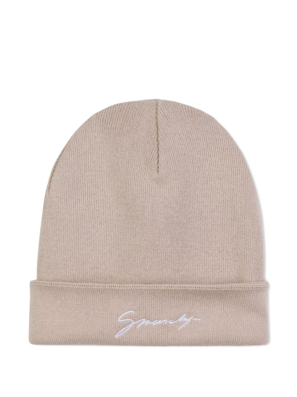 Berretto per bambini Givenchy Kids beige con logo ricamato - Rubino Kids