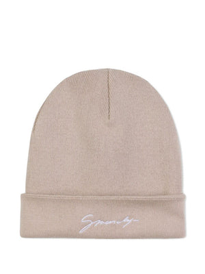 Berretto per bambini Givenchy Kids beige con logo ricamato