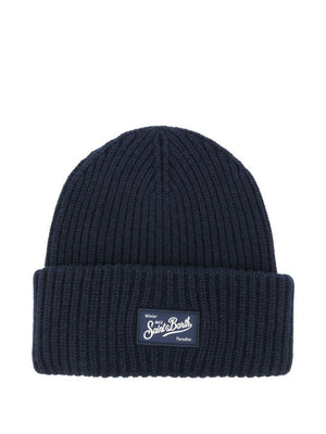 Berretto per bambini MC2 Saint Barth Kids blu con toppa con logo