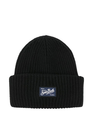 Berretto per bambini MC2 Saint Barth Kids nero con toppa con logo
