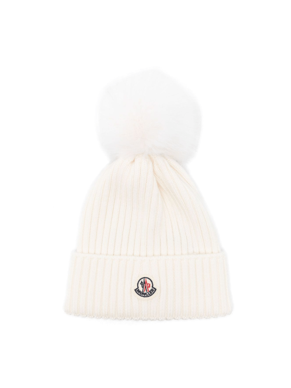 Berretto per bambini Moncler Enfant bianco con pompon - Rubino Kids
