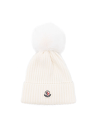Berretto per bambini Moncler Enfant bianco con pompon - Rubino Kids