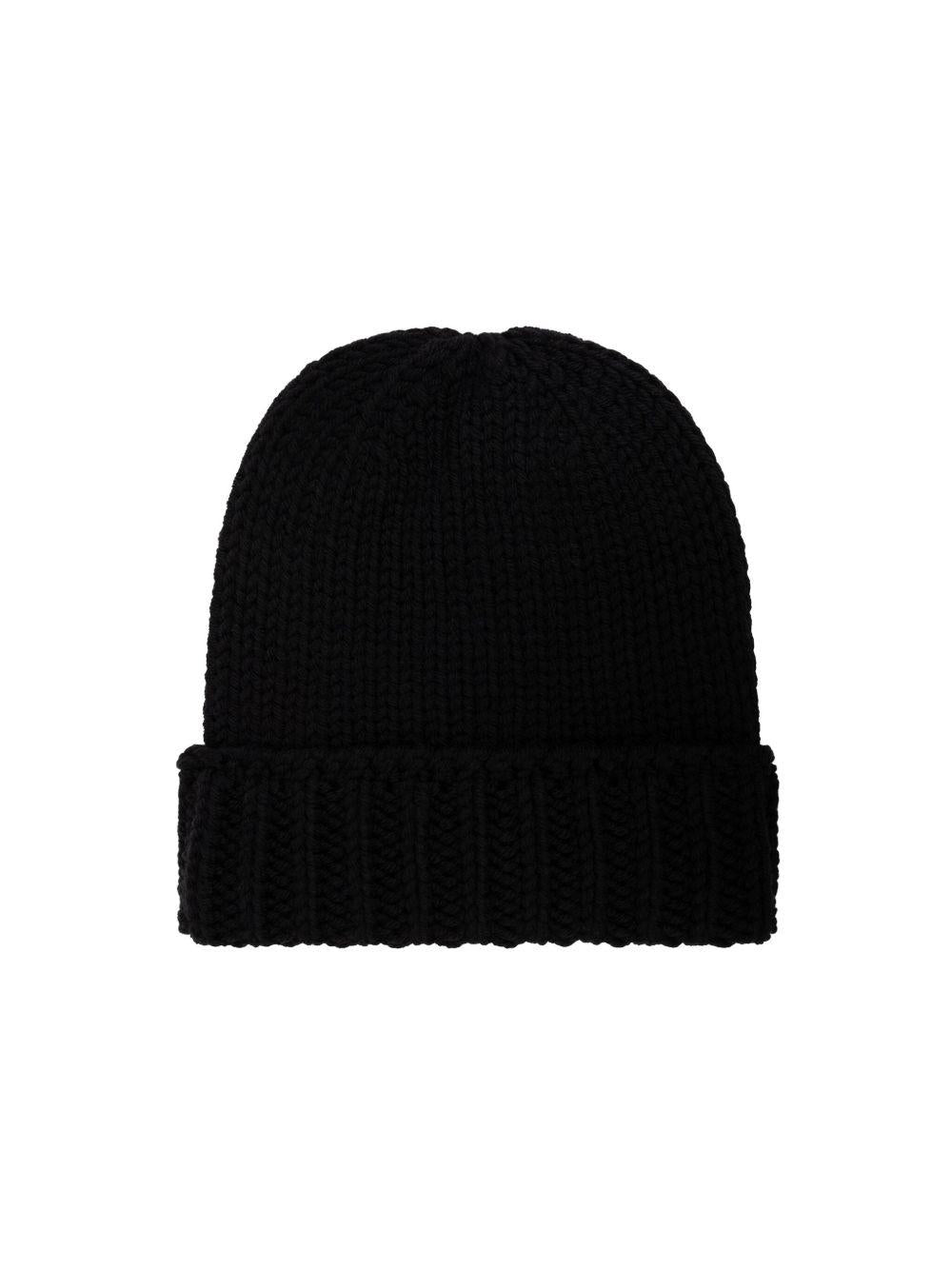 Berretto per bambini Moncler Enfant nero con applicazione frontale con logo - Rubino Kids