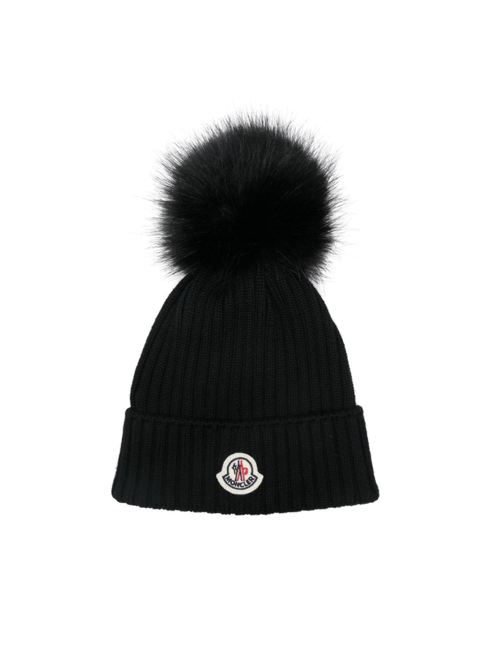 Berretto per bambini Moncler Enfant nero in tricot con pompon - Rubino Kids