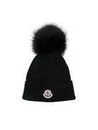 Berretto per bambini Moncler Enfant nero in tricot con pompon - Rubino Kids