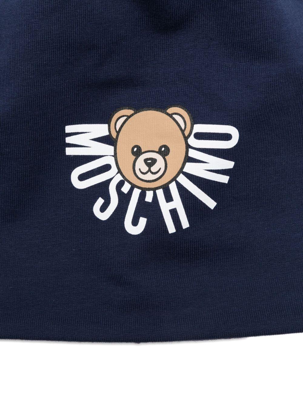 Berretto per bambini Moschino Kids blu con logo Teddy Bear - Rubino Kids