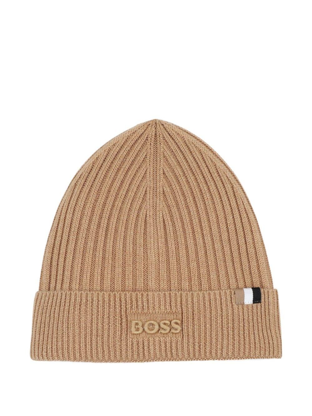 Berretto per bambino Boss Kids beige con applicazione con logo - Rubino Kids