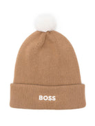 Berretto per bambino Boss Kids beige con logo ricamato - Rubino Kids