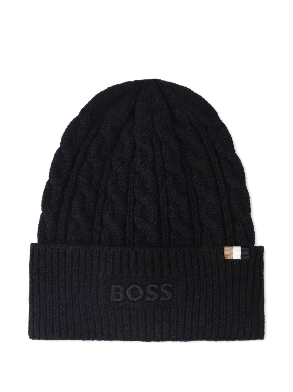 Berretto per bambino Boss Kids nero con logo goffrato - Rubino Kids