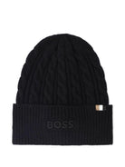 Berretto per bambino Boss Kids nero con logo goffrato - Rubino Kids