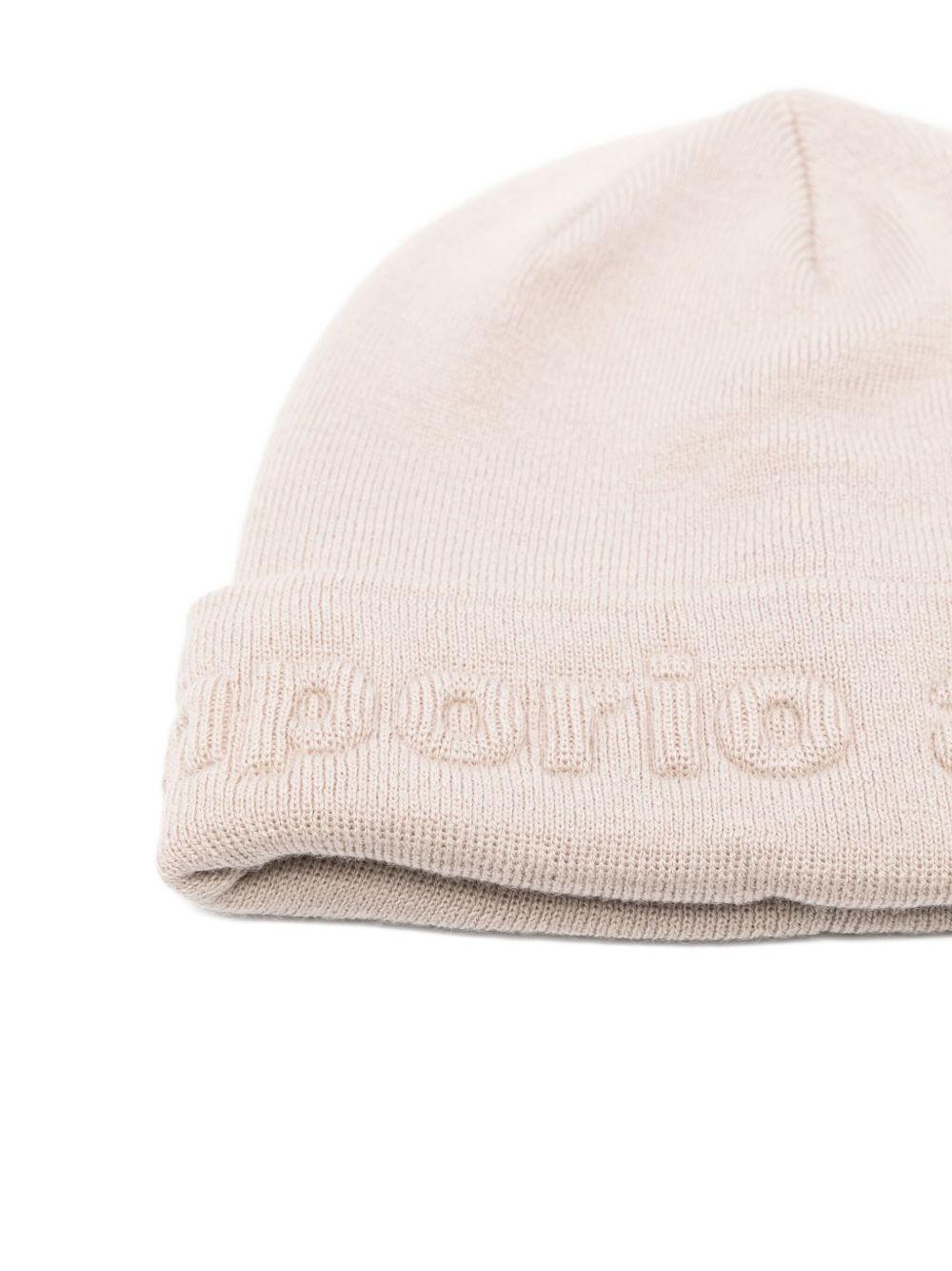 Berretto per bambino Emporio Armani Kids beige con logo ricamato - Rubino Kids