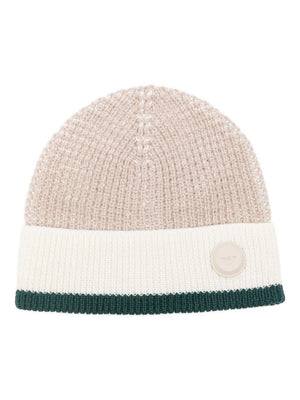 Berretto per bambino Emporio Armani Kids beige con toppa con logo