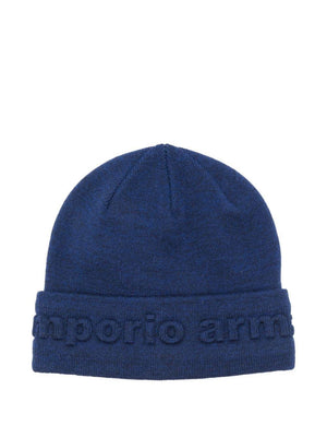 Berretto per bambino Emporio Armani Kids blu con logo