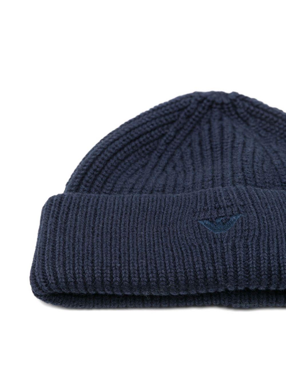 Berretto per bambino Emporio Armani Kids blu con logo ricamato - Rubino Kids