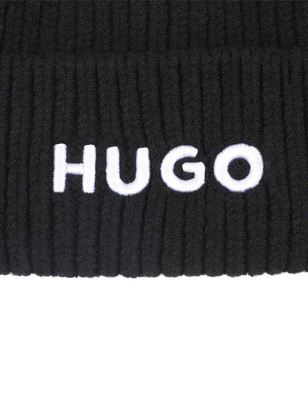 Berretto per bambino Hugo Kids nero con logo ricamato sul davanti - Rubino Kids