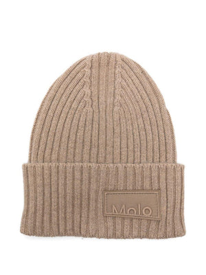 Berretto per bambino Molo beige con toppa con logo