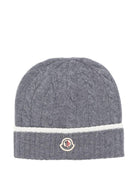 Berretto per bambino Moncler Enfant grigio in maglia intrecciata - Rubino Kids