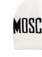 Berretto per bambino Moschino Kids bianco con logo ricamato - Rubino Kids