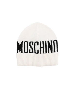 Moschino Kids white hat with embroidered logo