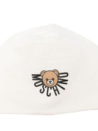 Berretto per bambino Moschino Kids bianco con motivo Teddy Bear - Rubino Kids